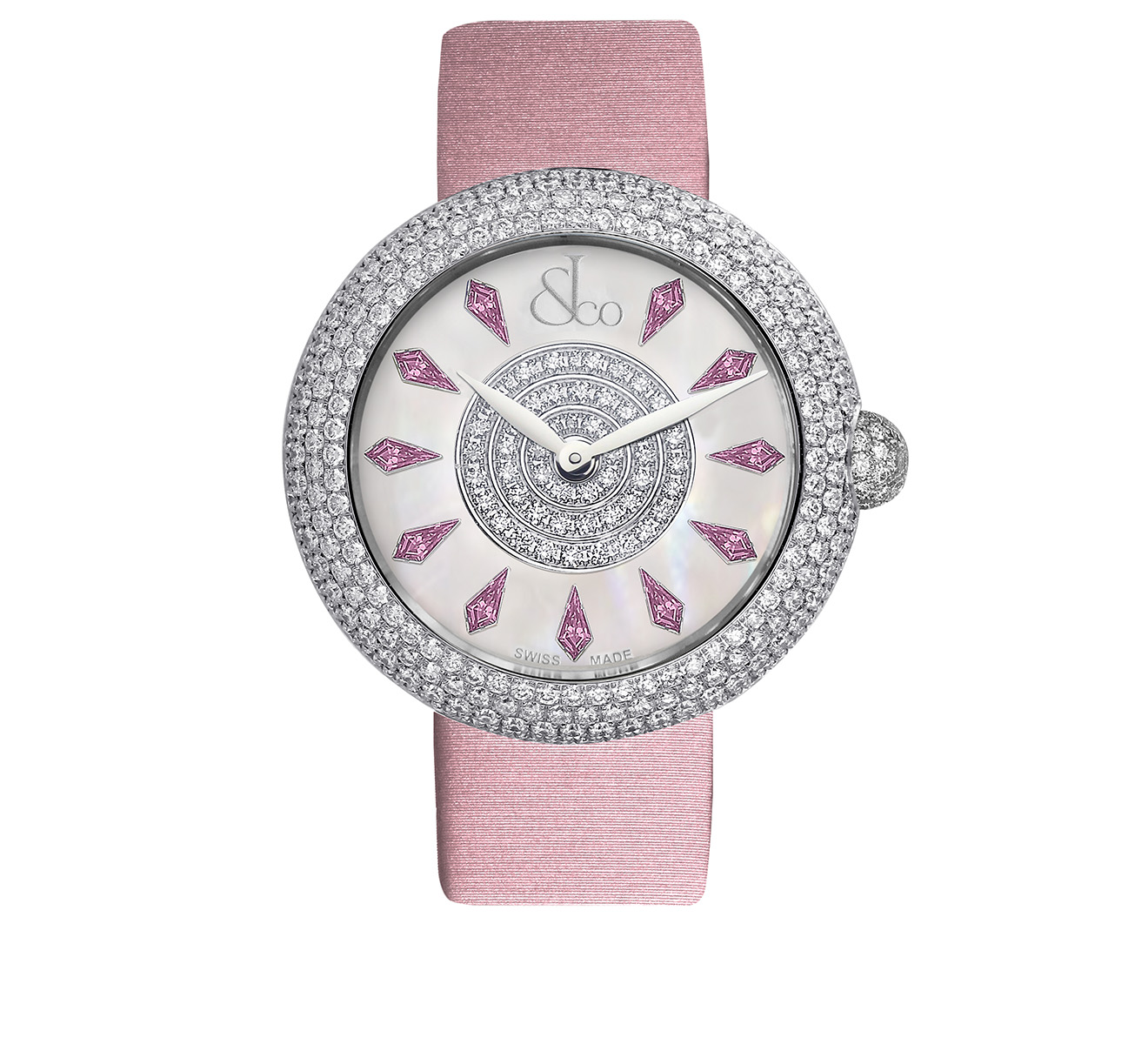 Часы Pink Sapphire Jacob&Co Brilliant Half Pave BQ020.10.RH.KC.A - фото 1 – Mercury