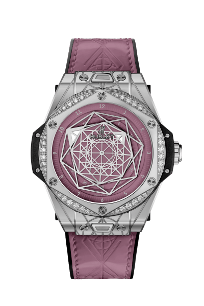 Часы Hublot Big Bang Sang Bleu Steel Pink Diamonds в 39 мм корпусе из стали с бриллиантами