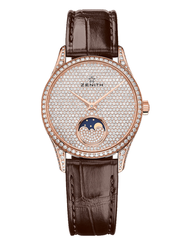 Часы Zenith Elite Lady Moonphase в 33 мм корпусе из розового золота с бриллиантами