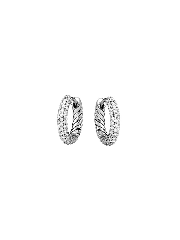 Серьги David Yurman Petite Pave из серебра с бриллиантами