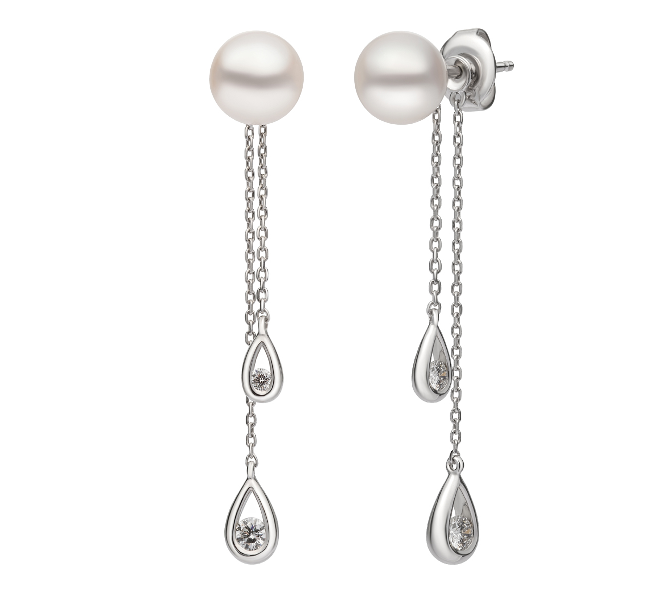 Серьги Mikimoto Classic из белого золота с жемчугом и бриллиантами