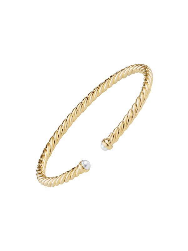 Браслет David Yurman Cable Spira из желтого золота с жемчугом