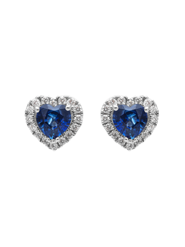 Серьги Mercury Heart из белого золота с бриллиантами и сапфирами