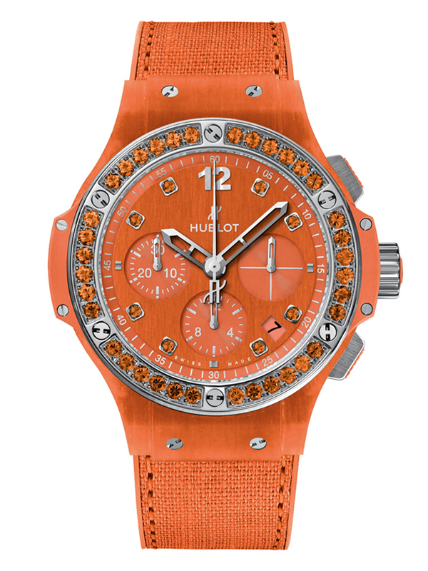 Часы Hublot Big Bang Orange Linen в корпусе из льна и стали с оранжевыми сапфирами по безелю