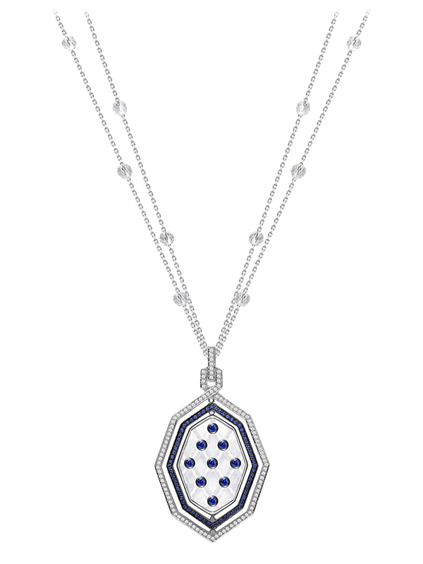 Колье Garrard Enchanted Palace из белого золота с горным хрусталем, сапфирами и бриллиантами