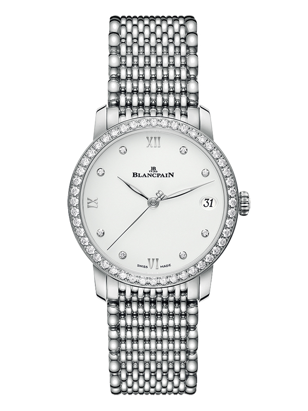 Часы Blancpain Villeret Women Date из стали, безель с бриллиантами 