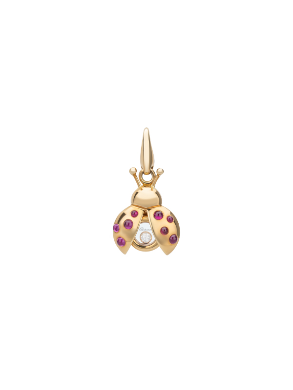 Подвеска Chopard Happy Diamonds из желтого золота с рубинами и бриллиантом
