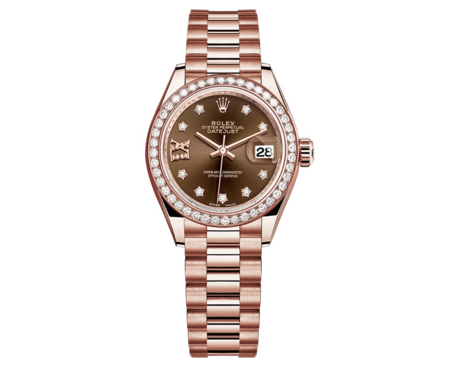 Для нее: часы Rolex Lady-Datejust 28 из золота Everose с бриллиантами