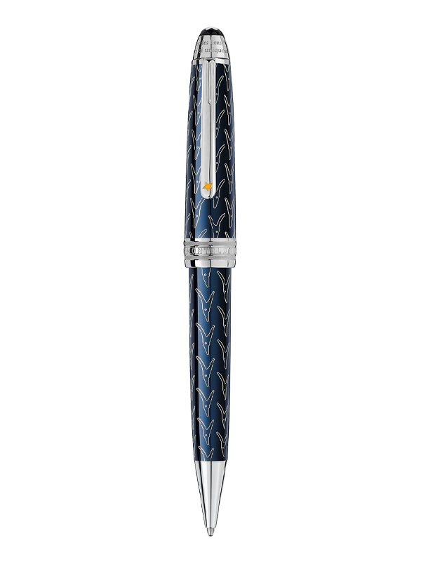 Шариковая ручка Montblanc Meisterstück Le Petit Prince с отделкой натуральным лаком. На корпусе выгравировано изображение лиса, а на клипе — звезды