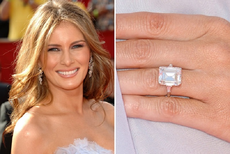 Обручальное кольцо Мелании Трамп, преподнесенное супругом по случаю 10-летнего юбилея, инкрустировано выдающимся 25-каратным бриллиантом