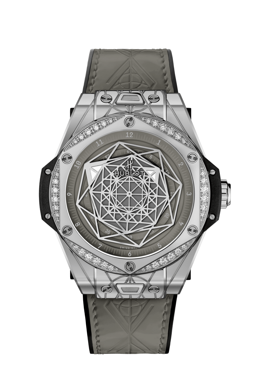 Часы Hublot Big Bang Sang Bleu Steel Grey Diamonds в 39 мм корпусе из стали с бриллиантами