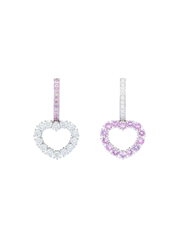 Серьги Chopard L'heure du diamant из белого золота с брилилантами и розовыми сапфирами