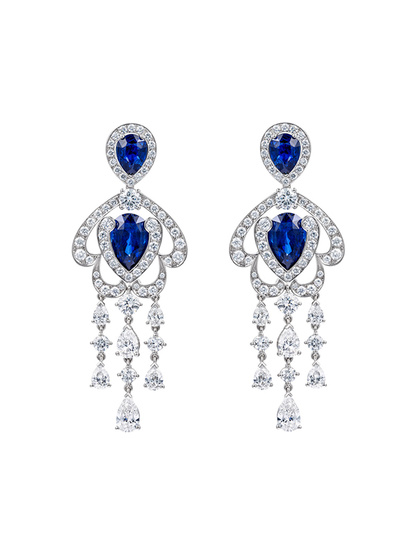 Серьги Garrard Regal из белого золота с бриллиантами и сапфирами