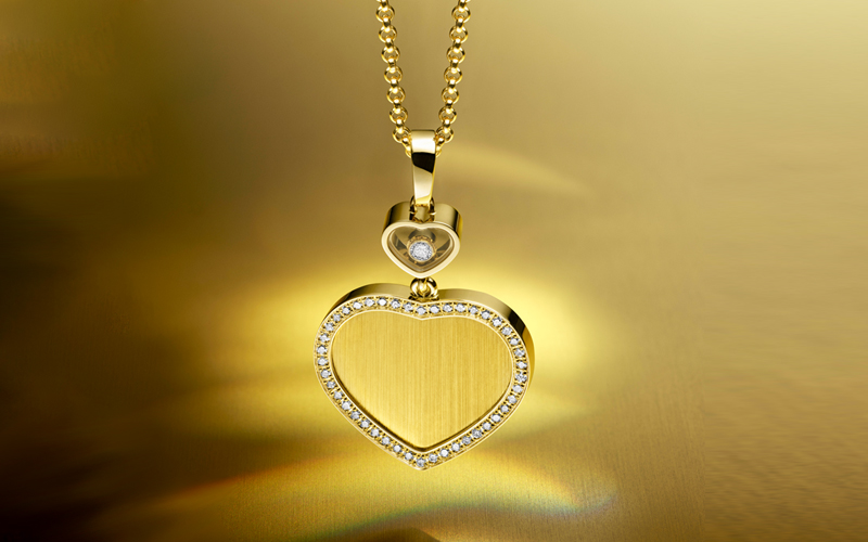 Кулон Happy Hearts — Golden Hearts из желтого «этичного» золота с  плавающим и статичными бриллиантами