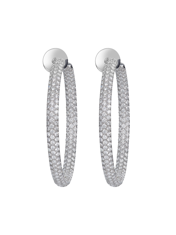 Серьги-кольца Mercury Classic из белого золота с бриллиантами круглой огранки
