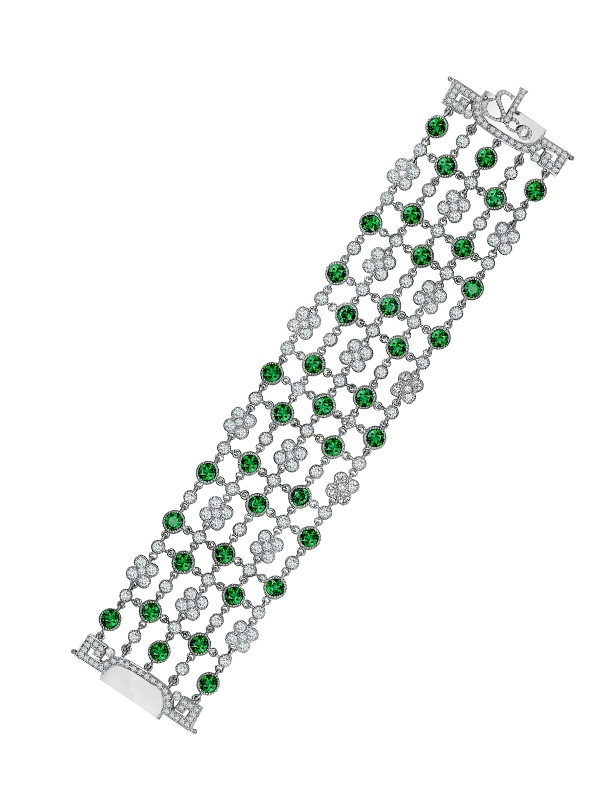 Браслет Jacob & Co Jezebel из палладия с бриллиантами и цаворитами