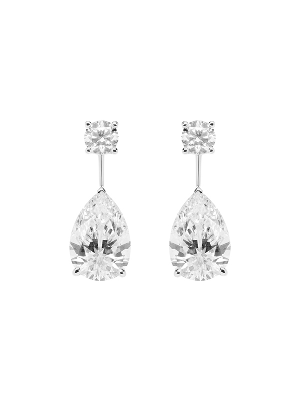 Серьги Mercury Classic из белого золота с бриллиантами огранки груша и круглой огранки
