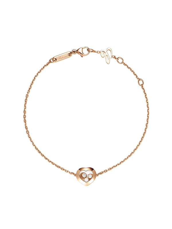 Браслет Chopard Happy Diamonds из розового золота с 3 плавающими бриллиантами