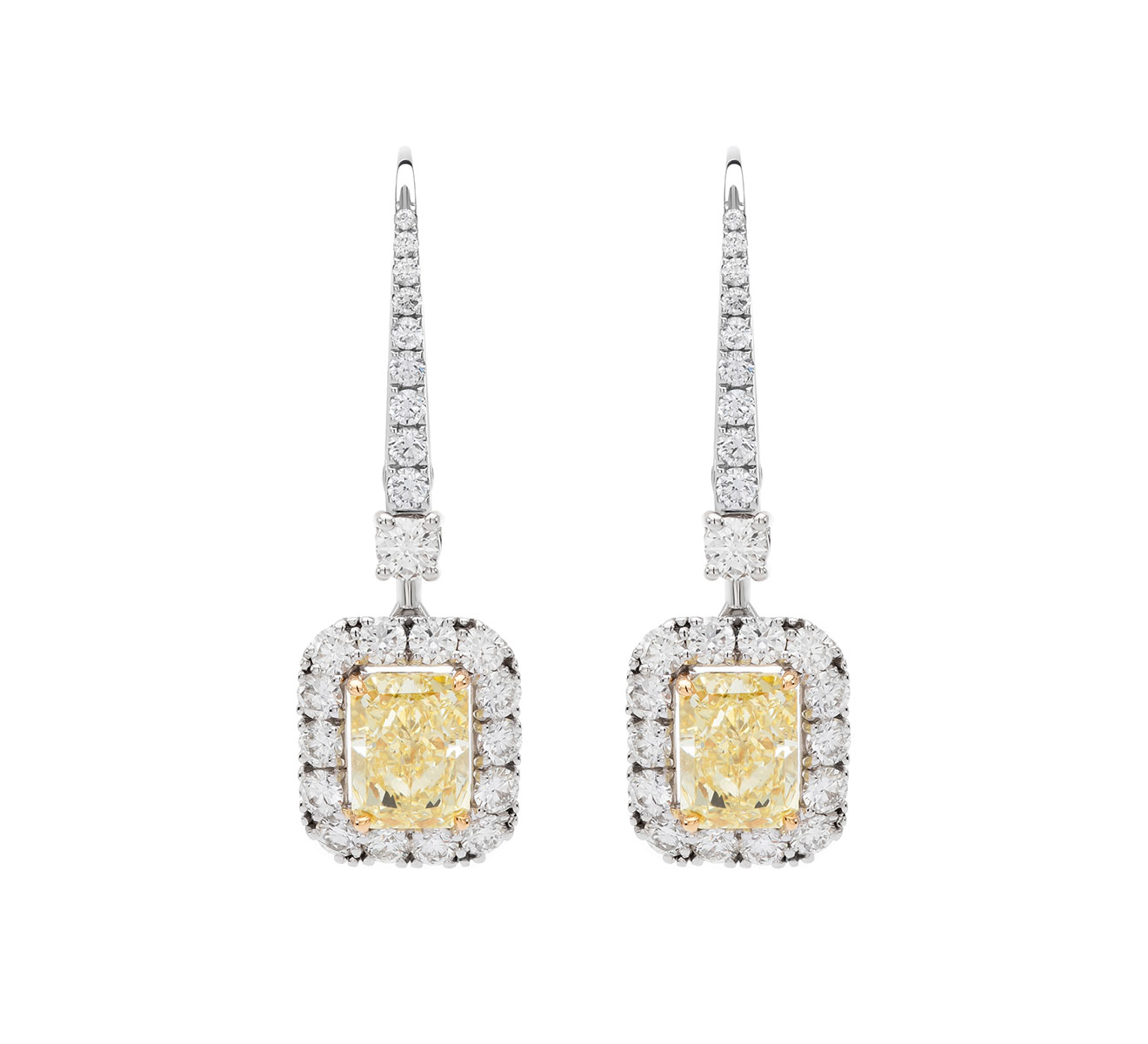 Серьги Mercury Classic из белого золота с белыми и желтыми бриллиантами