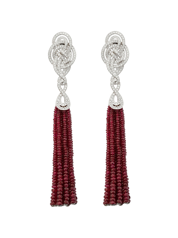 Серьги Garrard Entanglement из белого золота с бриллиантами и рубинами