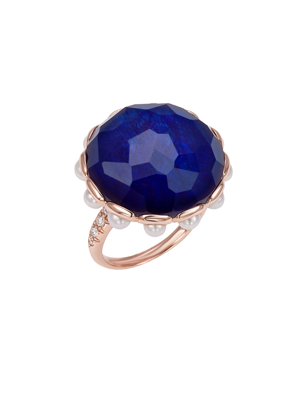 Кольцо Mimi Belle из розового золота с композитным камнем, жемчугом и бриллиантами 