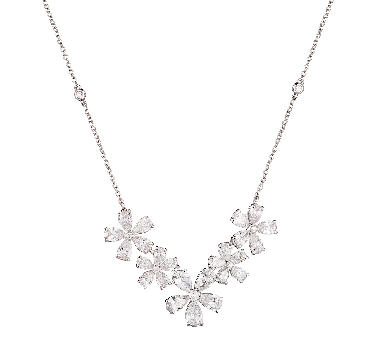 Колье Mercury Flower из белого золота с бриллиантами