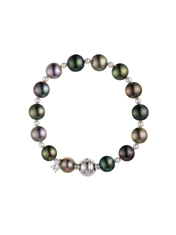 Браслет Mikimoto Classic из белого золота с разноцветным жемчугом и бриллиантами