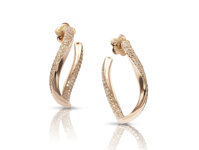 Серьги Sensual Touch из розового золота с белыми и коньячными бриллиантами