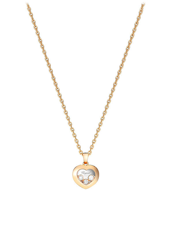 Кулон Chopard Happy Diamonds Miss Happy из розового золота с тремя плавающими бриллиантами