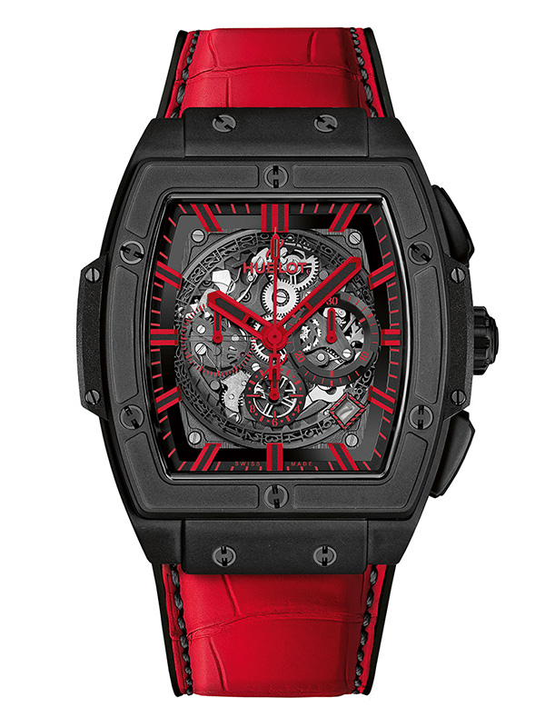 Хронограф Hublot Spirit of Big Bang All Black Red c черным скелетонизированным циферблатом