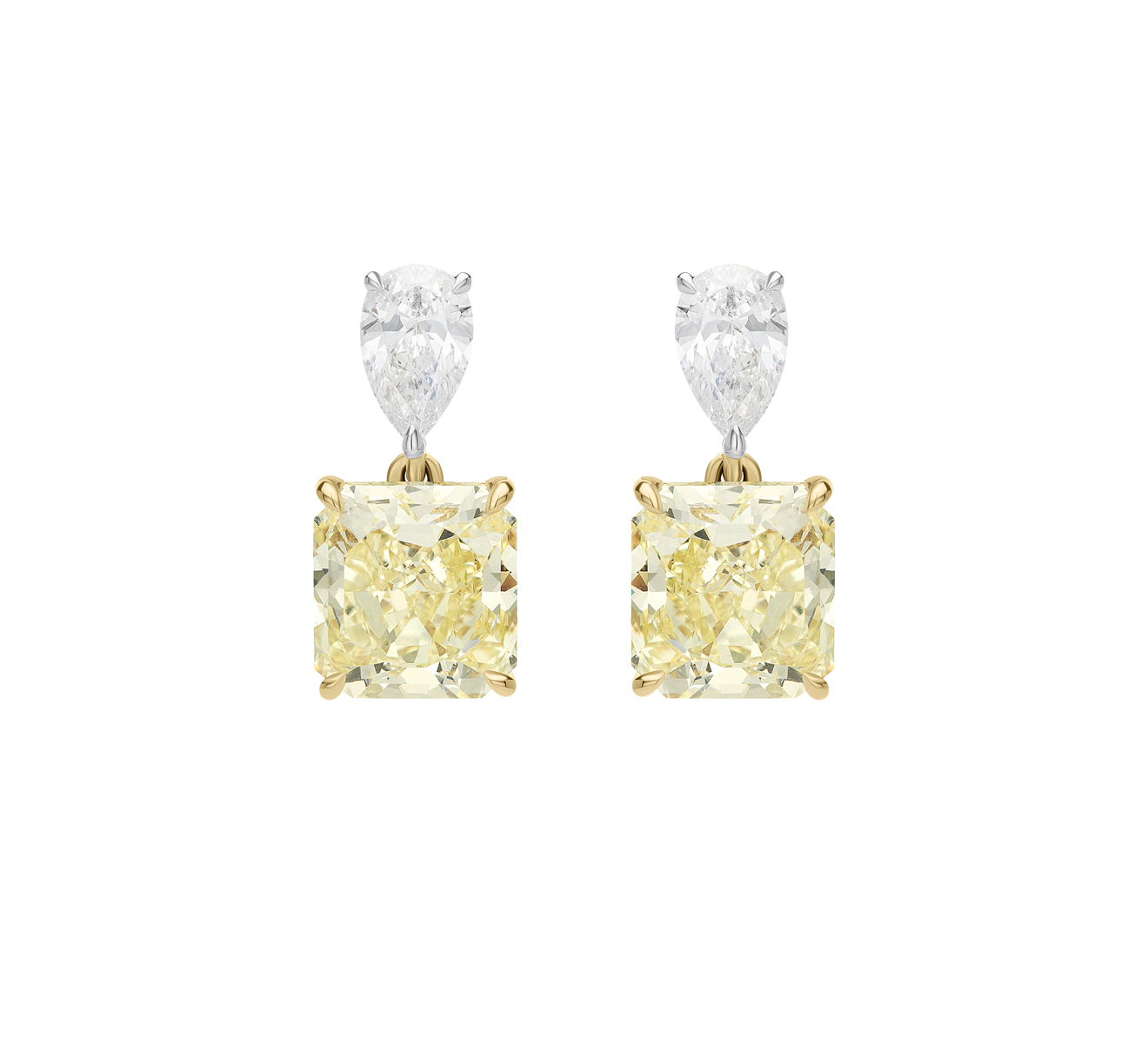 Серьги Mercury Classic из белого золота с белыми и желтыми бриллиантами