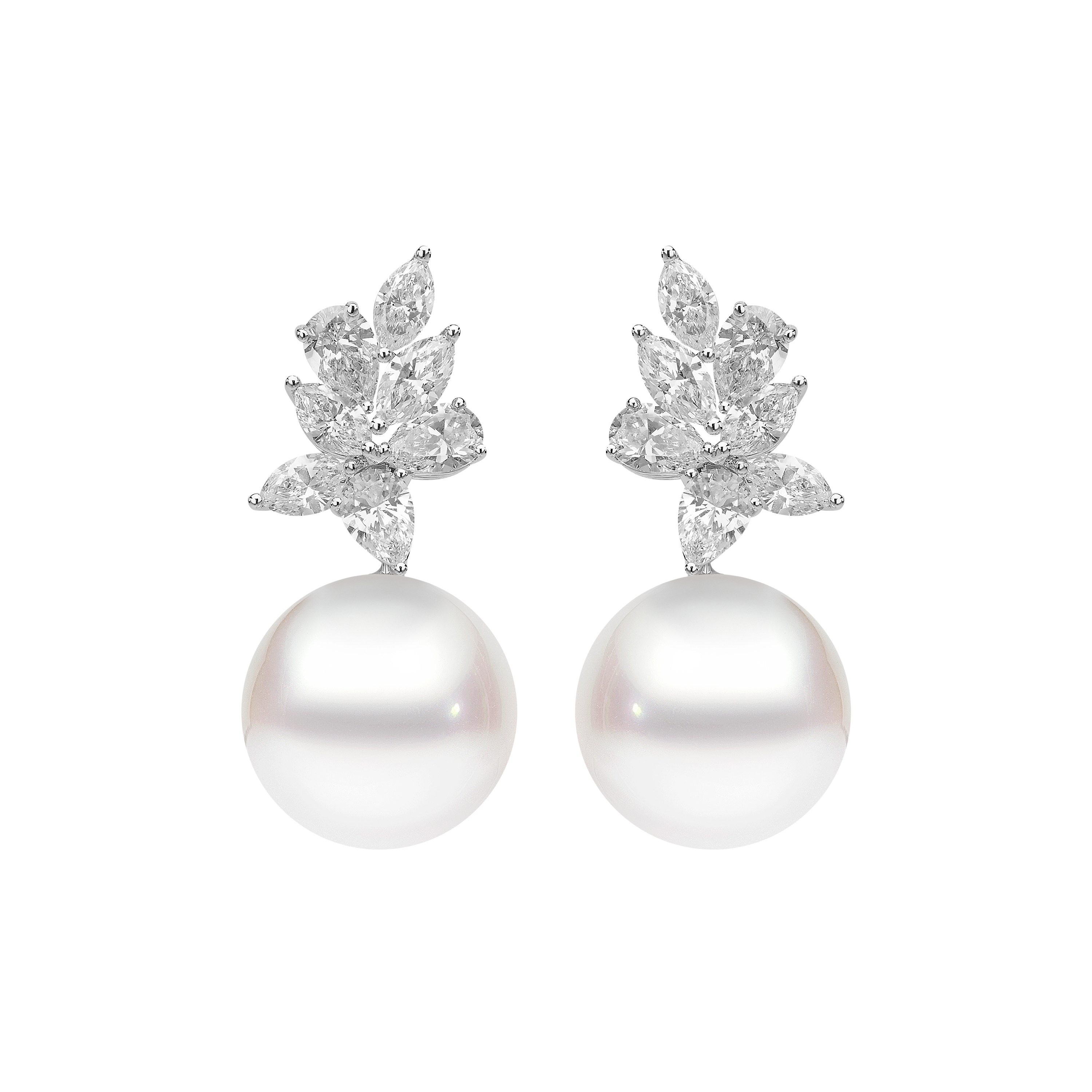 Серьги Mercury Classic из белого золота с жемчугом и бриллиантами