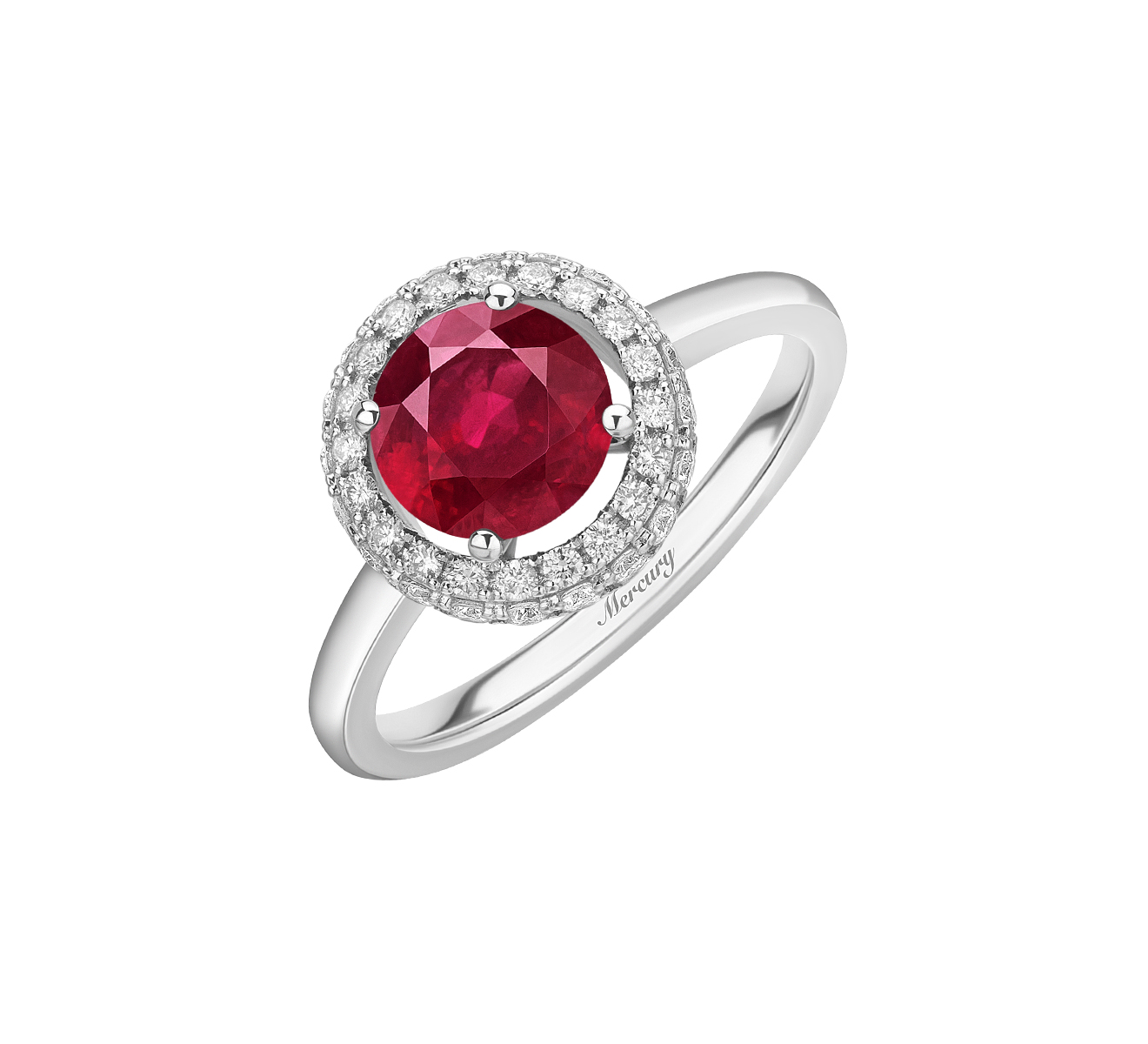 Кольцо Mercury Color из белого золота с рубином и бриллиантами