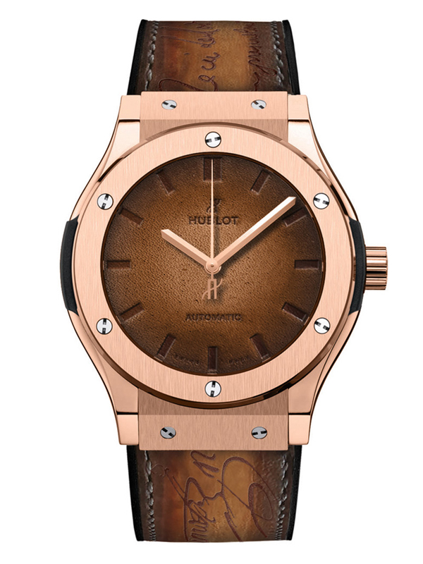 Часы Hublot Classic Fusion Berluti Scritto в корпусе из розового золота с циферблатом и ремешком из кожи Berluti Patinated Venezia