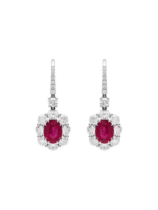 Серьги Mercury Color из белого золота с бриллиантами и рубинами