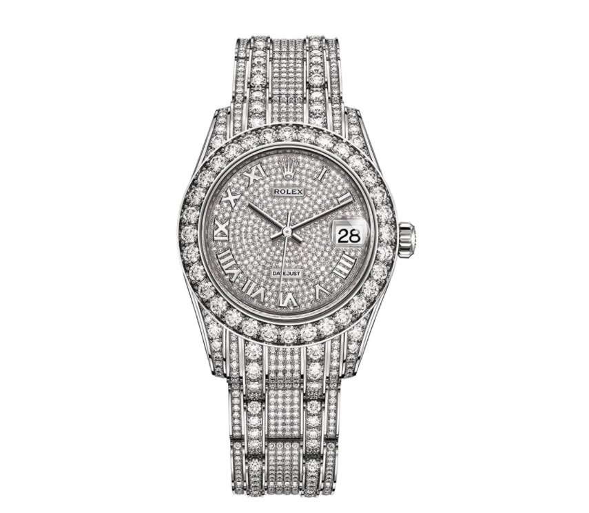 Для нее: часы Rolex Pearlmaster 34 в корпусе из белого золота с бриллиантами