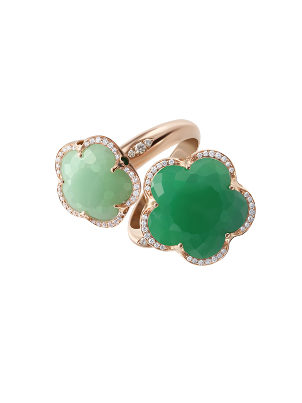 Кольцо Pasquale Bruni Bon Ton из розового золота с бриллиантами и хризопразами