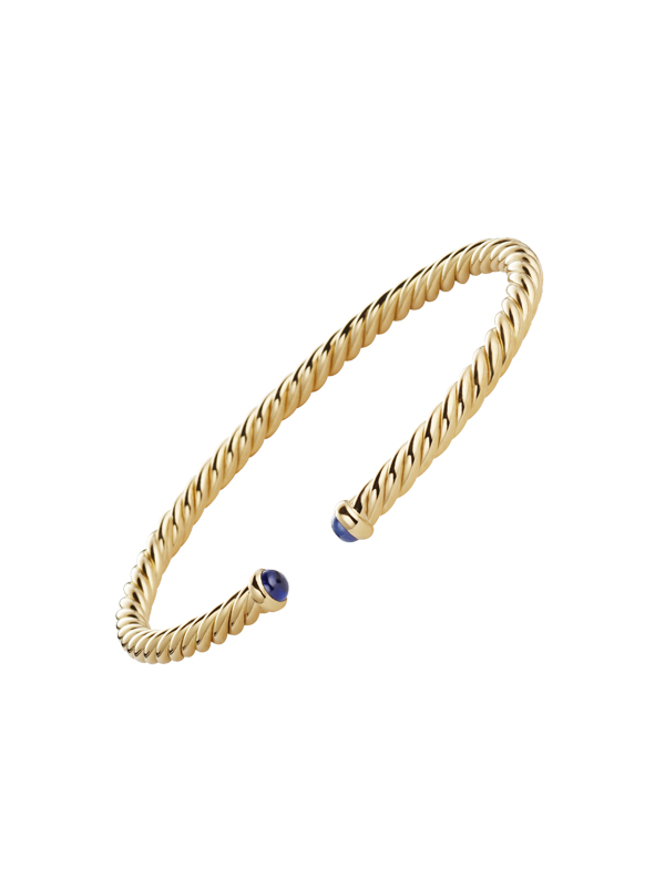 Браслет David Yurman Cable Spira из желтого золота с сапфирами-кабошонами