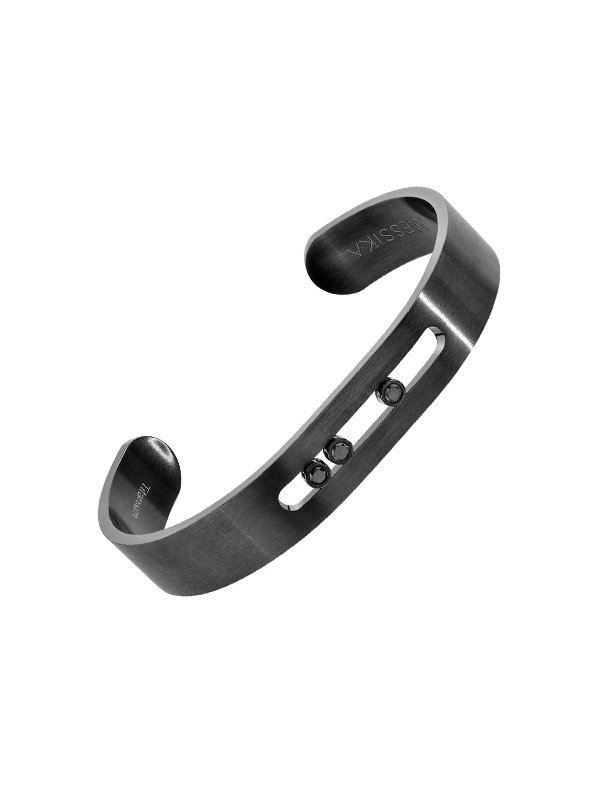 Браслет Messika Move Titanium из черненного титана с 3 подвижными черными бриллиантами