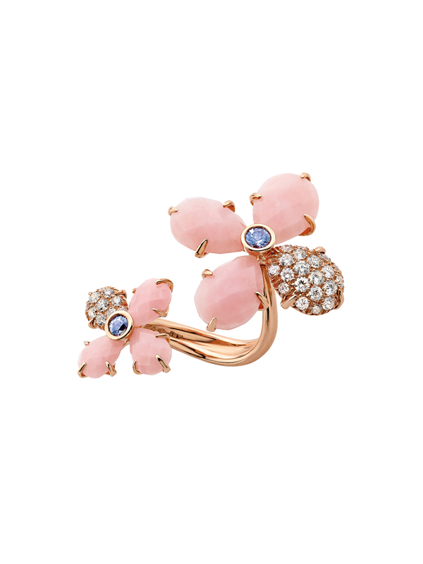 Кольцо Mimi Bloom из розового золота с опалами, бриллиантами и шпинелью
