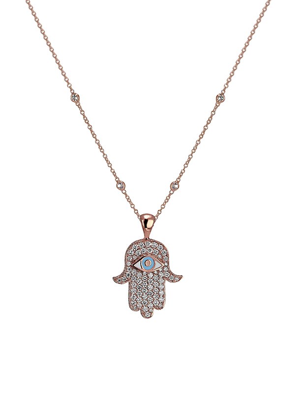 Кулон Jacob & Co. Hamsa из розового золота с бриллиантами и эмалью