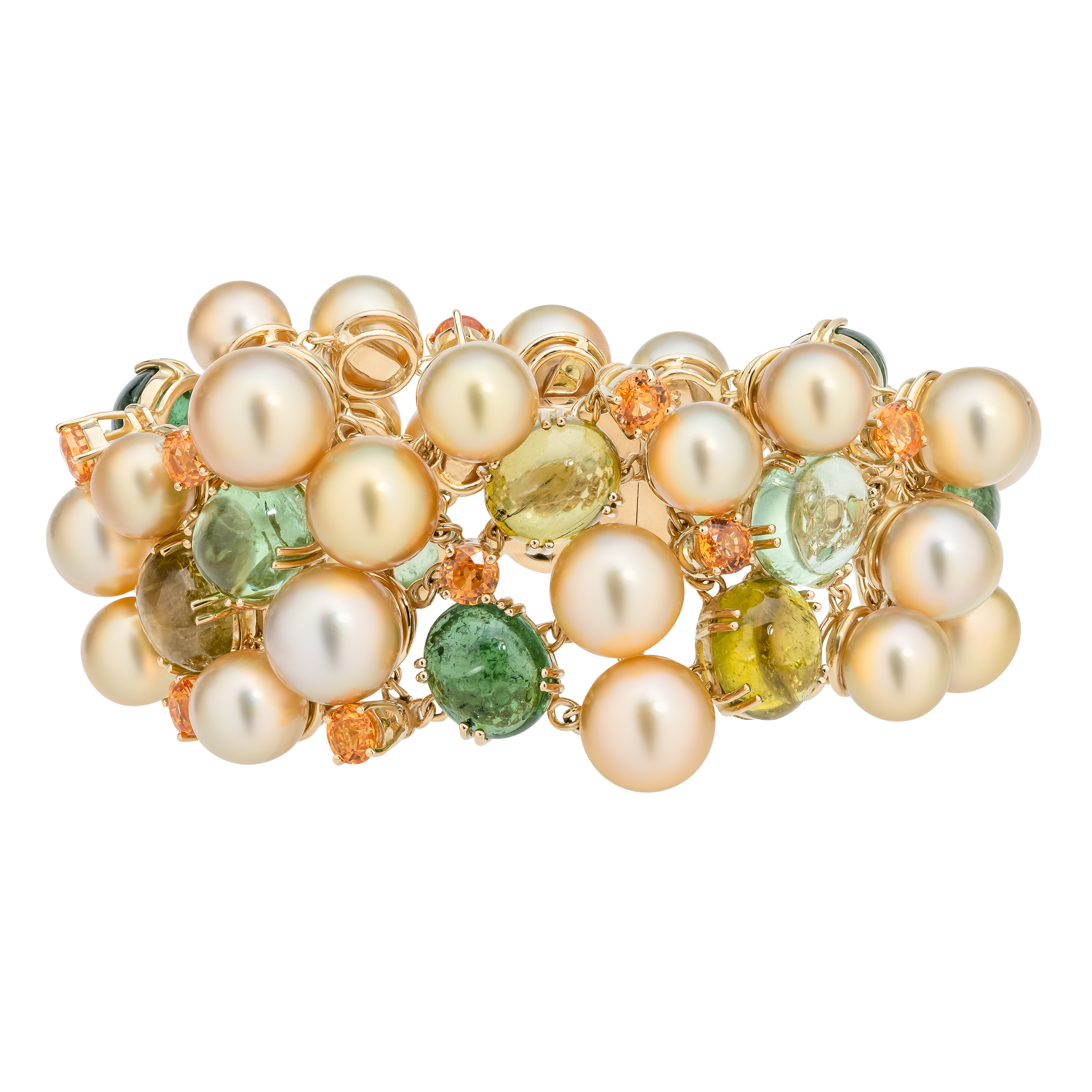 Браслет Utopia Unique Bracelets из желтого золота c жемчугом, спессартинами и турмалинами