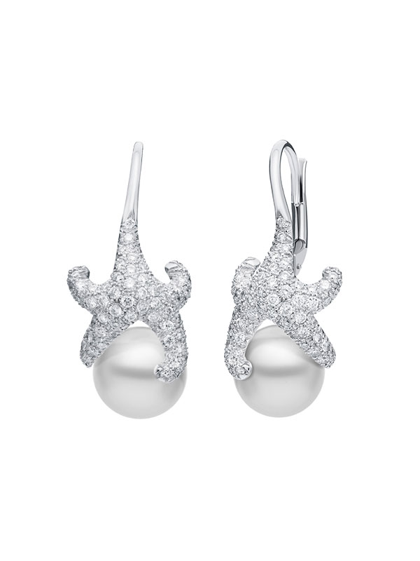 Серьги Mikimoto Milano из белого золота с бриллиантами