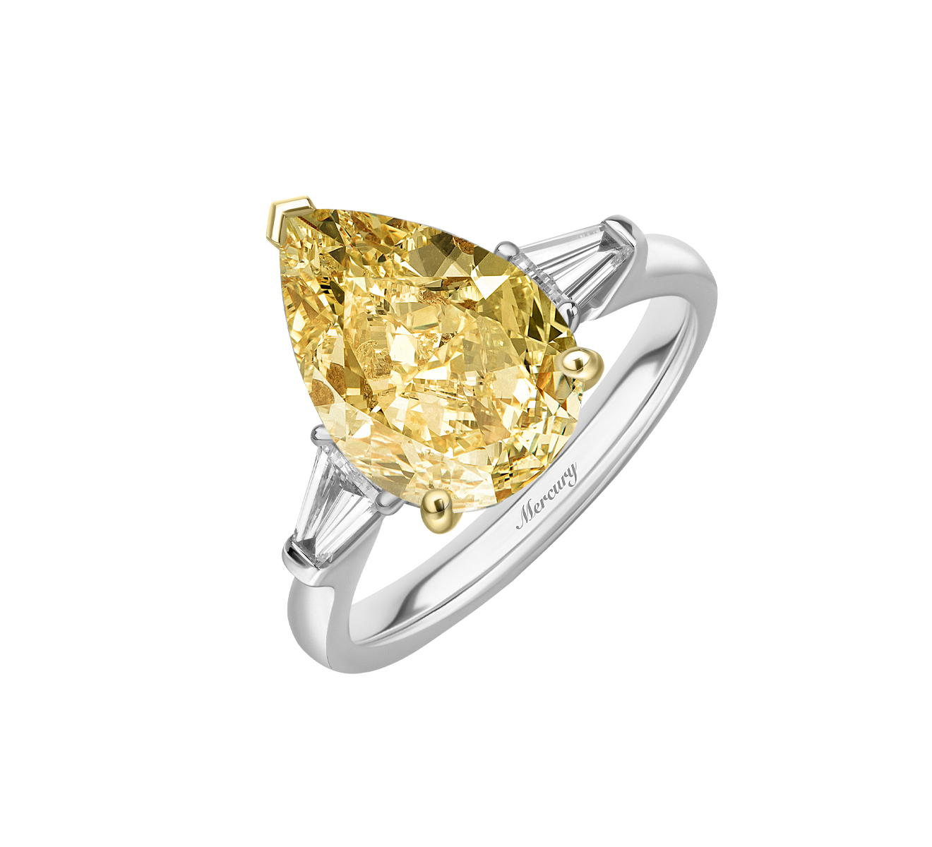 Кольцо Mercury Classic из белого золота с желтым и прозрачными бриллиантами