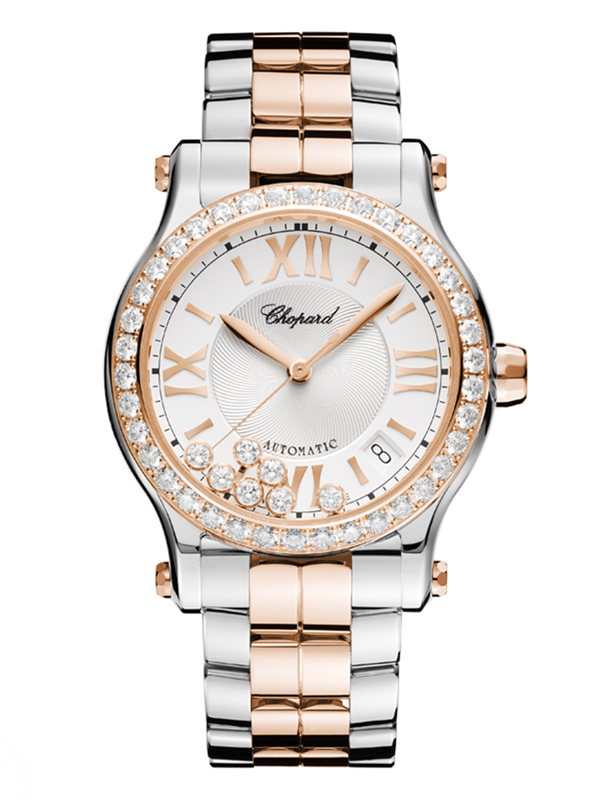 Часы Chopard Happy Sport из стали и розового золота с бриллиантами