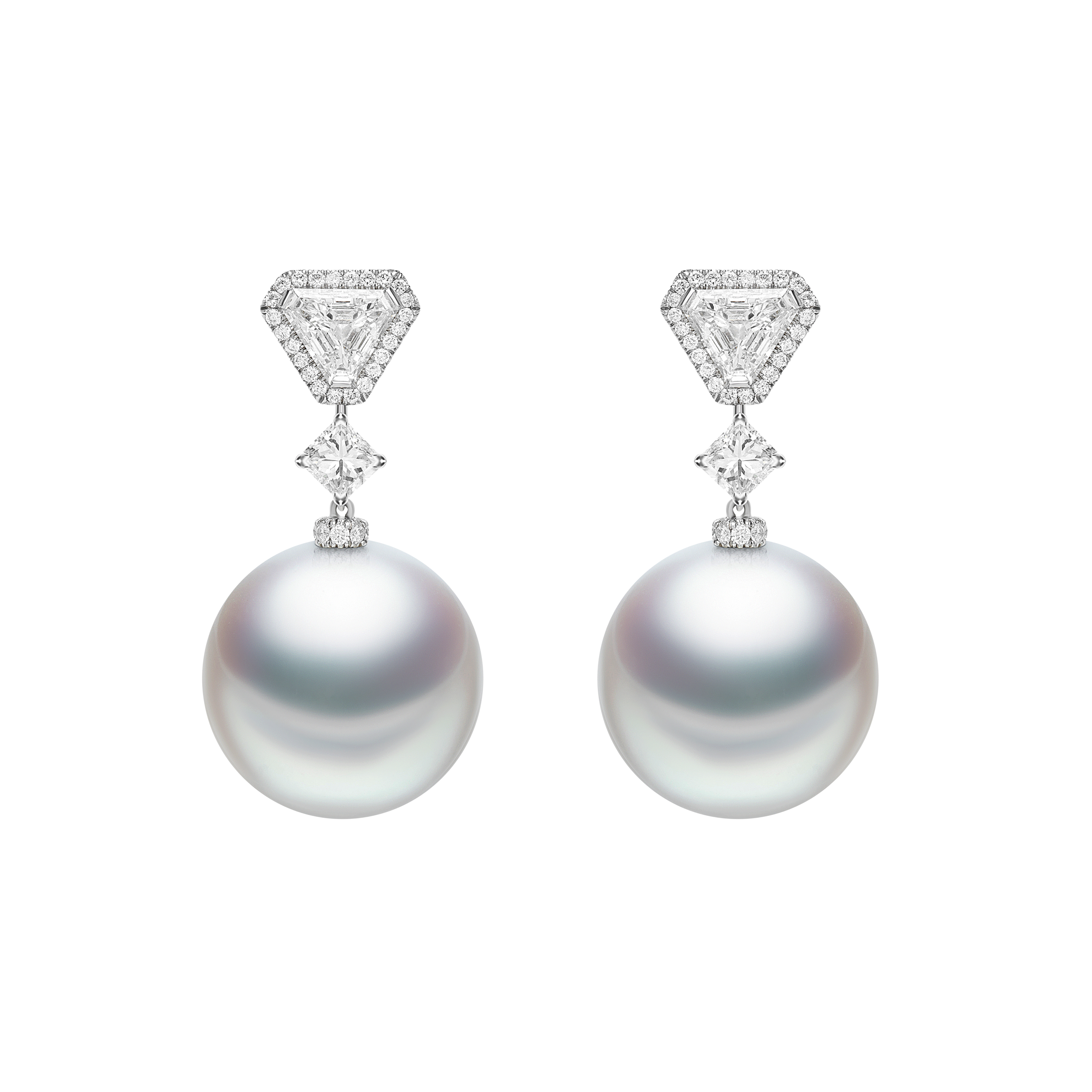 Серьги Mikimoto Classic из белого золота с жемчугом и бриллиантами
