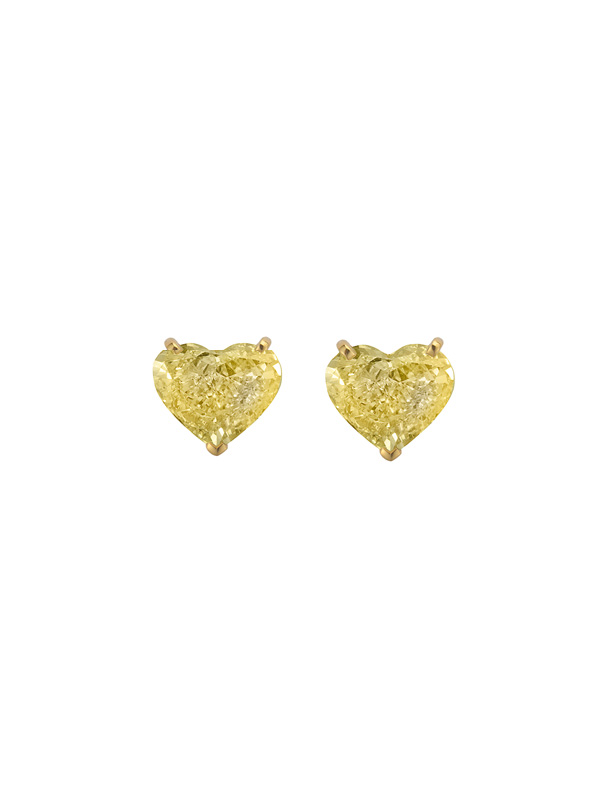 Серьги-гвоздики Mercury Heart из желтого золота с желтыми бриллиантами