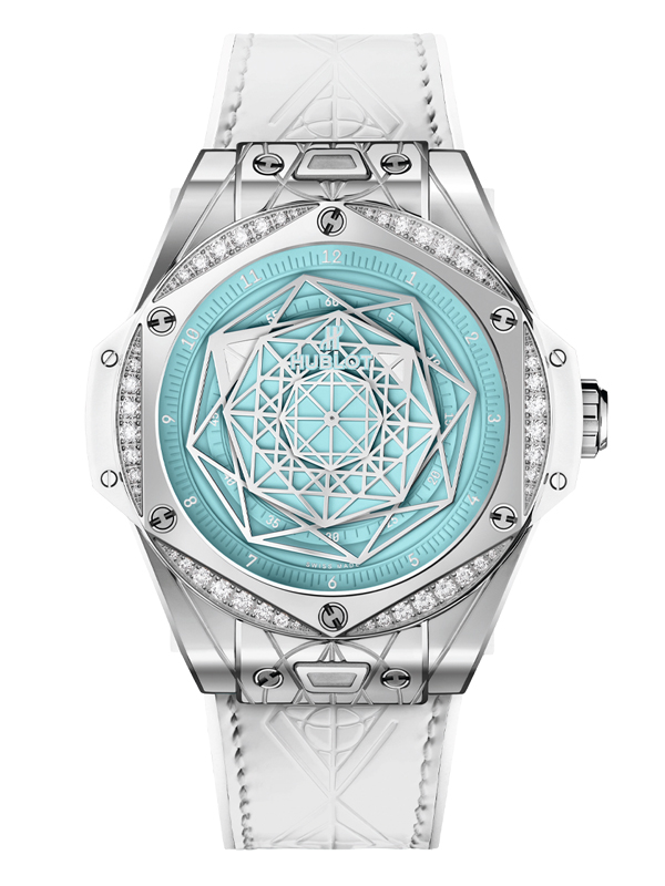 Часы Hublot Big Bang One Click Sang Bleu Steel Turquoise Special Edition в 39 мм корпусе из стали с бриллиантами