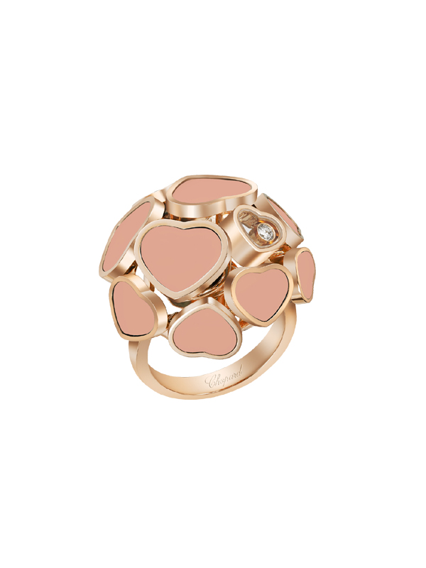 Кольцо Chopard Happy Hearts из розового золота с одним плавающим бриллиантом
