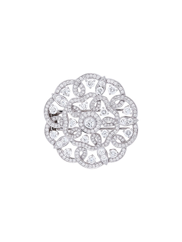 Брошь Garrard Tudor Rose из белого золота с бриллиантами